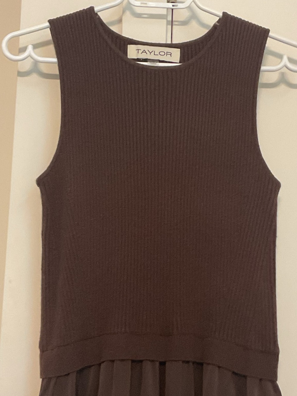 Taylor Maxi Chocolate 2 Fer Sleeveless Sweater Dress with Pockets. - Picture 4 of 11